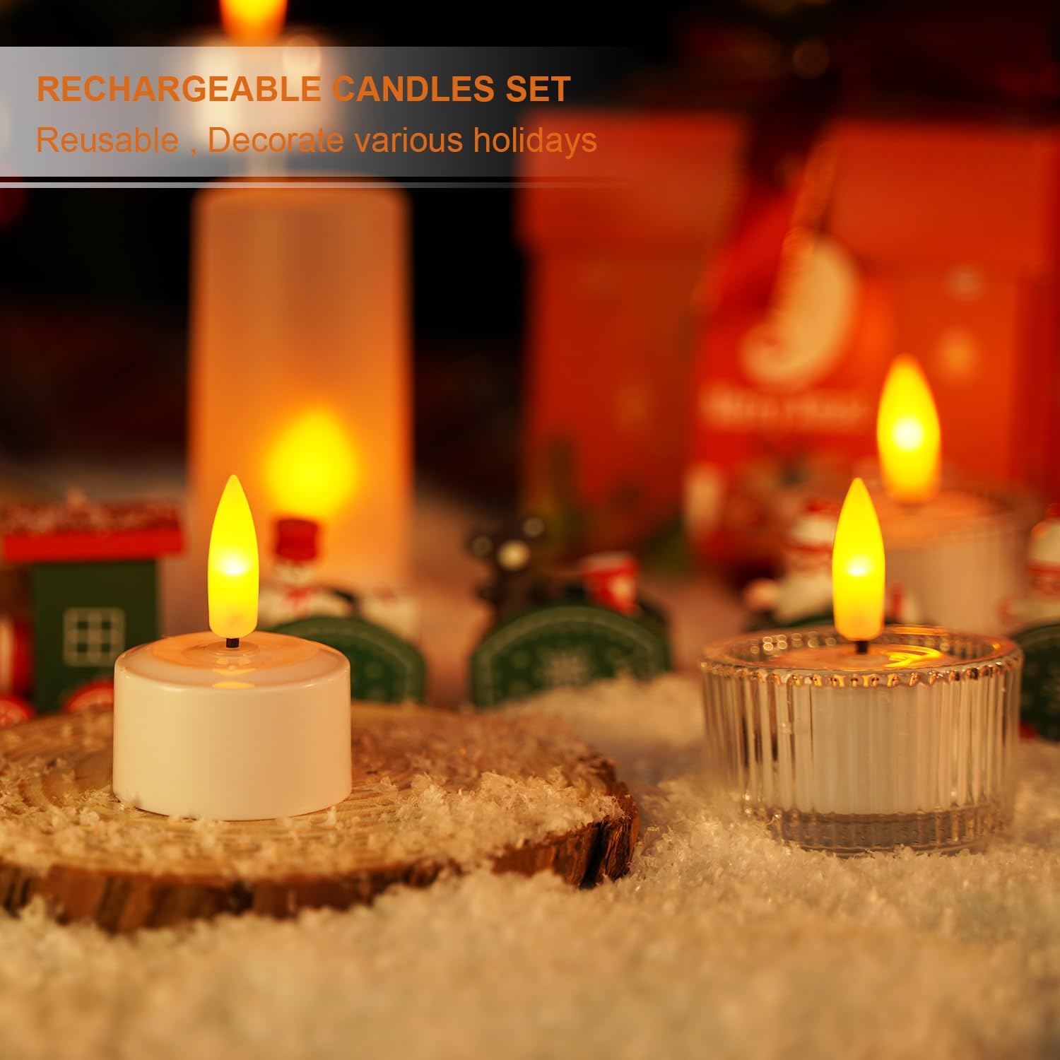 Xyseamf Rechargeable Candles Flameless Flickering Led Tea Lights With Remote & Timer And White Base For Home, Restaurants,Weddin